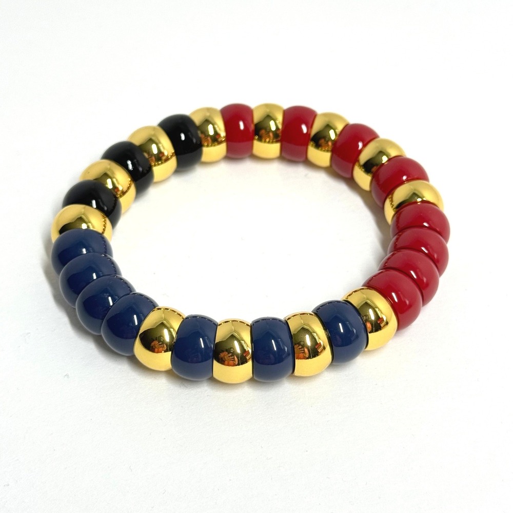 Tuckernuck Nautical Claret Beaded Bradley Bracelet Red Navy Gold NEW